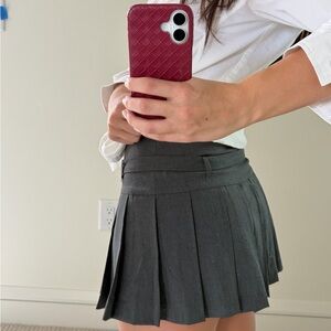 Zara Pleated Charcoal Mini Skort